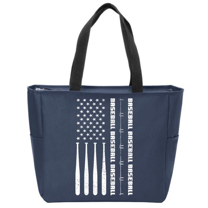 Baseball Player American Flag Patriotic Boy Baseball Zip Tote Bag