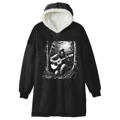 Bigfoot Playing Acoustic Guitar Hooded Wearable Blanket