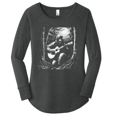 Bigfoot Playing Acoustic Guitar Women's Perfect Tri Tunic Long Sleeve Shirt