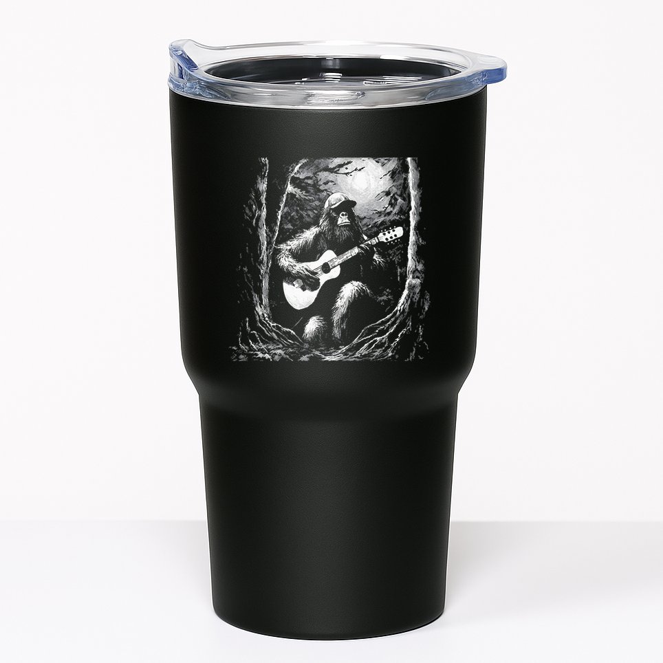 Bigfoot Playing Acoustic Guitar Tumbler