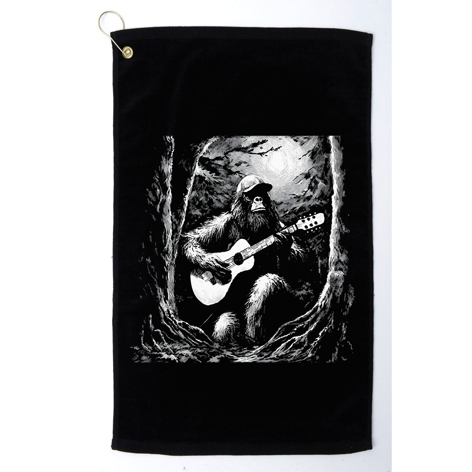 Bigfoot Playing Acoustic Guitar Golf Towel