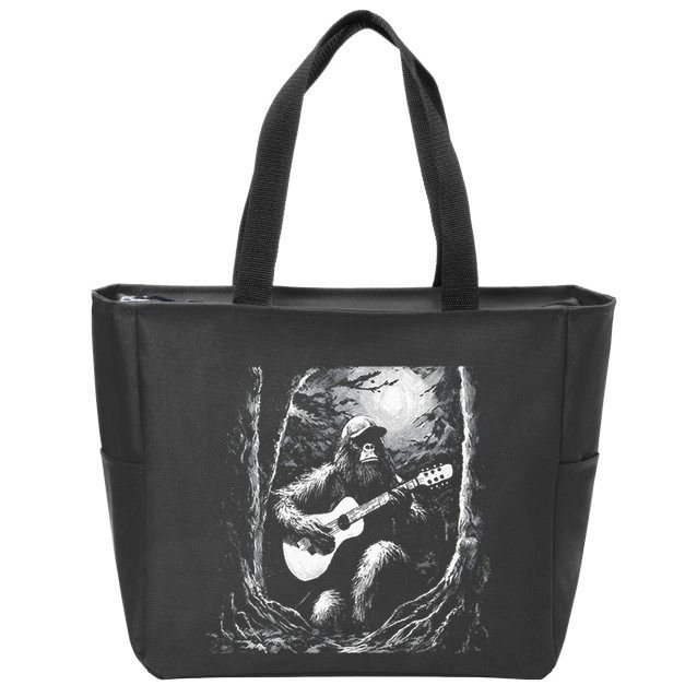 Bigfoot Playing Acoustic Guitar Zip Tote Bag