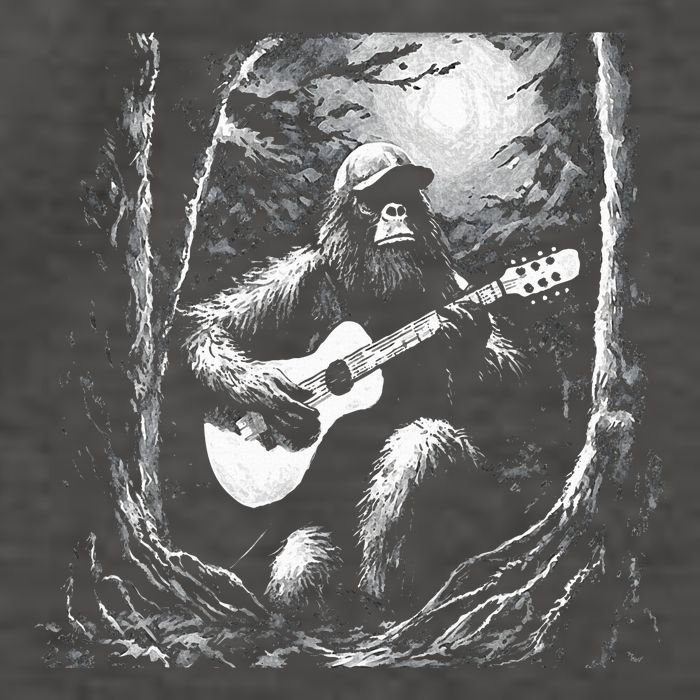 Bigfoot Playing Acoustic Guitar Vector Backpack