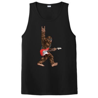 Bigfoot Playing A Electric Guitar Rock On Sasquatch Big Foot PosiCharge Competitor Tank