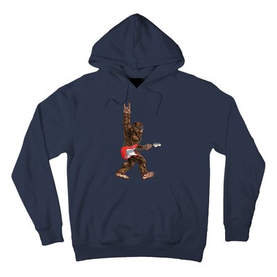 Bigfoot Playing A Electric Guitar Rock On Sasquatch Big Foot Hoodie