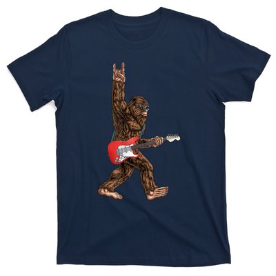 Bigfoot Playing A Electric Guitar Rock On Sasquatch Big Foot T-Shirt