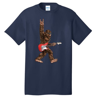 Bigfoot Playing A Electric Guitar Rock On Sasquatch Big Foot Tall T-Shirt