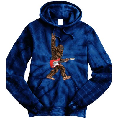 Bigfoot Playing A Electric Guitar Rock On Sasquatch Big Foot Tie Dye Hoodie