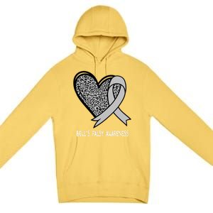 Bell’s Palsy Awareness Silver Ribbon Gift Premium Pullover Hoodie