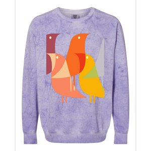 Bird Print Art Deco 60s Style Minimal Hippy Retro Cool Colorblast Crewneck Sweatshirt