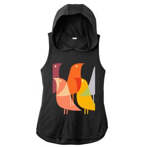 Bird Print Art Deco 60s Style Minimal Hippy Retro Cool Ladies PosiCharge Tri-Blend Wicking Draft Hoodie Tank