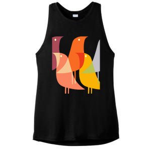 Bird Print Art Deco 60s Style Minimal Hippy Retro Cool Ladies PosiCharge Tri-Blend Wicking Tank