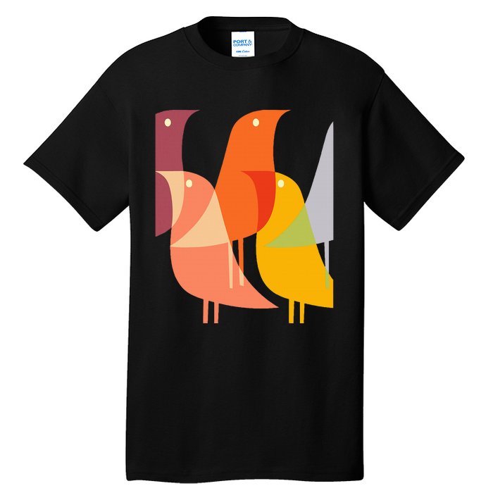 Bird Print Art Deco 60s Style Minimal Hippy Retro Cool Tall T-Shirt