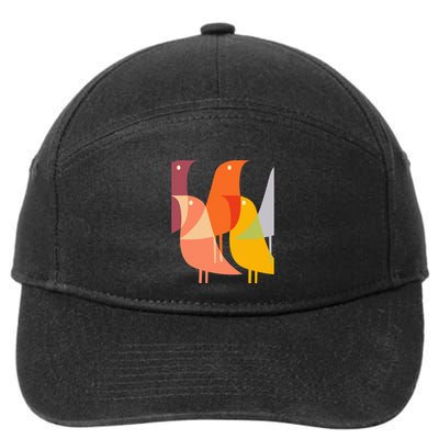 Bird Print Art Deco 60s Style Minimal Hippy Retro Cool 7-Panel Snapback Hat