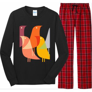 Bird Print Art Deco 60s Style Minimal Hippy Retro Cool Long Sleeve Pajama Set