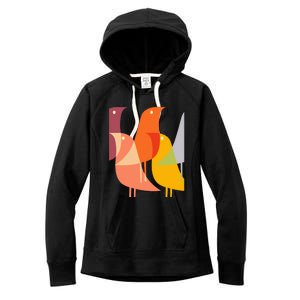 Bird Print Art Deco 60s Style Minimal Hippy Retro Cool Women's Fleece Hoodie