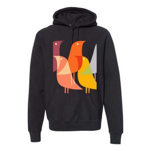 Bird Print Art Deco 60s Style Minimal Hippy Retro Cool Premium Hoodie