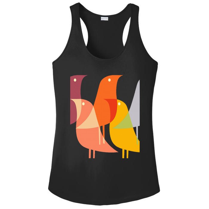 Bird Print Art Deco 60s Style Minimal Hippy Retro Cool Ladies PosiCharge Competitor Racerback Tank