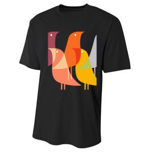 Bird Print Art Deco 60s Style Minimal Hippy Retro Cool Performance Sprint T-Shirt