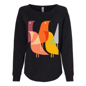 Bird Print Art Deco 60s Style Minimal Hippy Retro Cool Womens California Wash Sweatshirt