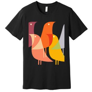 Bird Print Art Deco 60s Style Minimal Hippy Retro Cool Premium T-Shirt