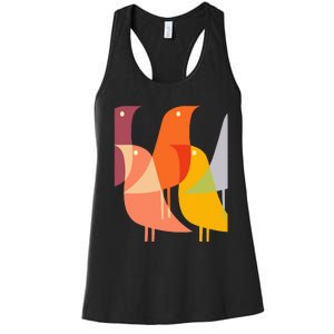 Bird Print Art Deco 60s Style Minimal Hippy Retro Cool Women's Racerback Tank