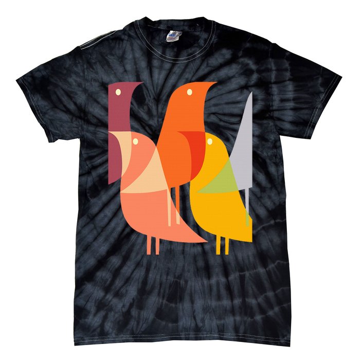 Bird Print Art Deco 60s Style Minimal Hippy Retro Cool Tie-Dye T-Shirt