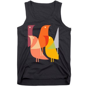 Bird Print Art Deco 60s Style Minimal Hippy Retro Cool Tank Top