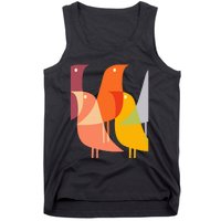 Bird Print Art Deco 60s Style Minimal Hippy Retro Cool Tank Top