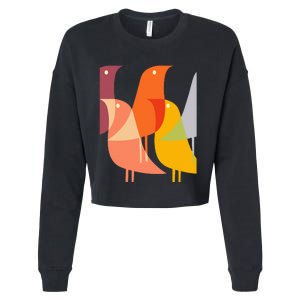 Bird Print Art Deco 60s Style Minimal Hippy Retro Cool Cropped Pullover Crew