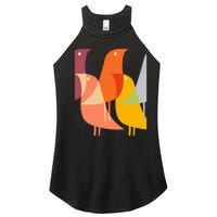 Bird Print Art Deco 60s Style Minimal Hippy Retro Cool Women's Perfect Tri Rocker Tank