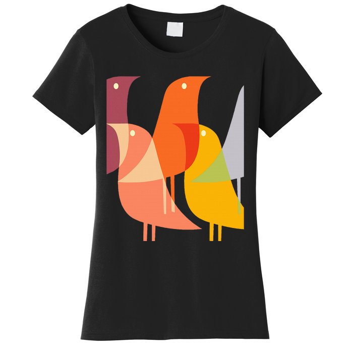 Bird Print Art Deco 60s Style Minimal Hippy Retro Cool Women's T-Shirt