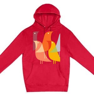 Bird Print Art Deco 60s Style Minimal Hippy Retro Cool Premium Pullover Hoodie