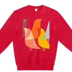 Bird Print Art Deco 60s Style Minimal Hippy Retro Cool Premium Crewneck Sweatshirt