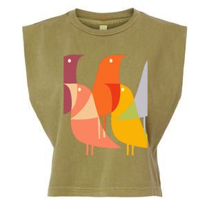 Bird Print Art Deco 60s Style Minimal Hippy Retro Cool Garment-Dyed Women's Muscle Tee