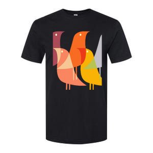 Bird Print Art Deco 60s Style Minimal Hippy Retro Cool Softstyle CVC T-Shirt