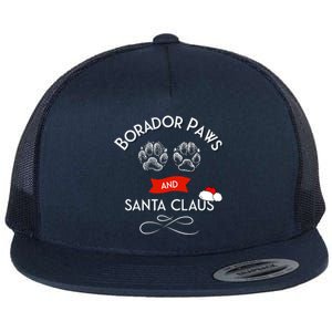 Borador Paws And Santa Claus Dog Lover Gift Flat Bill Trucker Hat