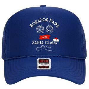 Borador Paws And Santa Claus Dog Lover Gift High Crown Mesh Back Trucker Hat