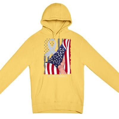 Bell’s Palsy Awareness Vintage American Flag Silver Ribbon Funny Gift Premium Pullover Hoodie