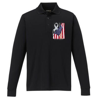 Bell’s Palsy Awareness Vintage American Flag Silver Ribbon Funny Gift Performance Long Sleeve Polo