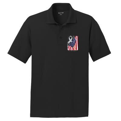 Bell’s Palsy Awareness Vintage American Flag Silver Ribbon Funny Gift PosiCharge RacerMesh Polo