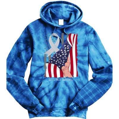 Bell’s Palsy Awareness Vintage American Flag Silver Ribbon Funny Gift Tie Dye Hoodie