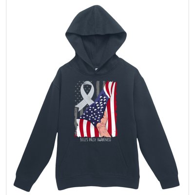 Bell’s Palsy Awareness Vintage American Flag Silver Ribbon Funny Gift Urban Pullover Hoodie