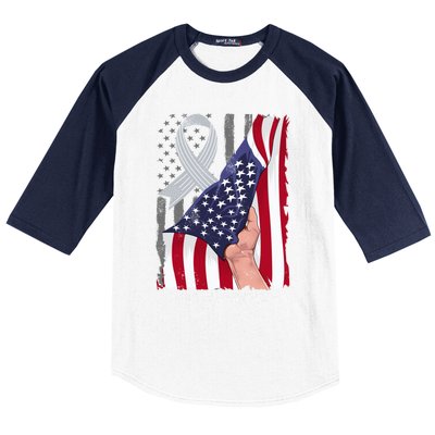 Bell’s Palsy Awareness Vintage American Flag Silver Ribbon Funny Gift Baseball Sleeve Shirt