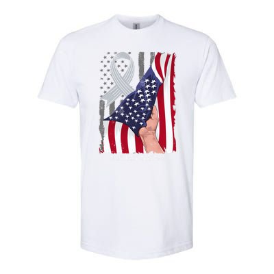 Bell’s Palsy Awareness Vintage American Flag Silver Ribbon Funny Gift Softstyle CVC T-Shirt