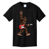 Bigfoot Playing A Electric Guitar Rock On Sasquatch Big Foot Kids T-Shirt