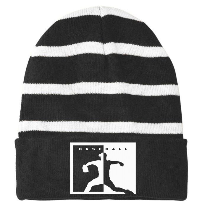 Baseball Pitcher Apparel Baseball Striped Beanie with Solid Band