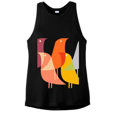 Bird Print Art Deco 60s Style Minimal Hippy Retro Cool Ladies PosiCharge Tri-Blend Wicking Tank