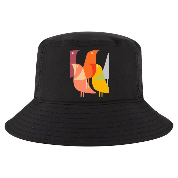 Bird Print Art Deco 60s Style Minimal Hippy Retro Cool Cool Comfort Performance Bucket Hat