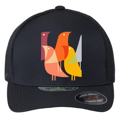 Bird Print Art Deco 60s Style Minimal Hippy Retro Cool Flexfit Unipanel Trucker Cap